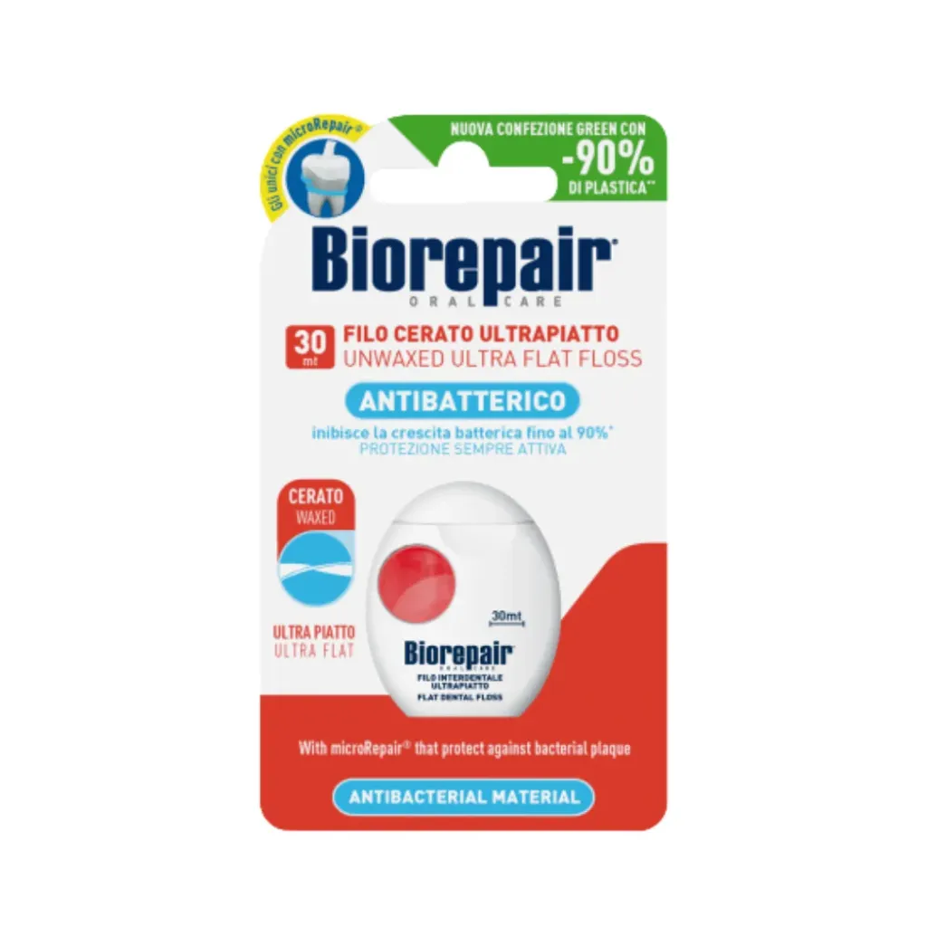 Biorepair Antibacterial Material Ultra Flat Dental Floss | بايوريبير خيط تنظيف الأسنان مضادة للبكتيريا