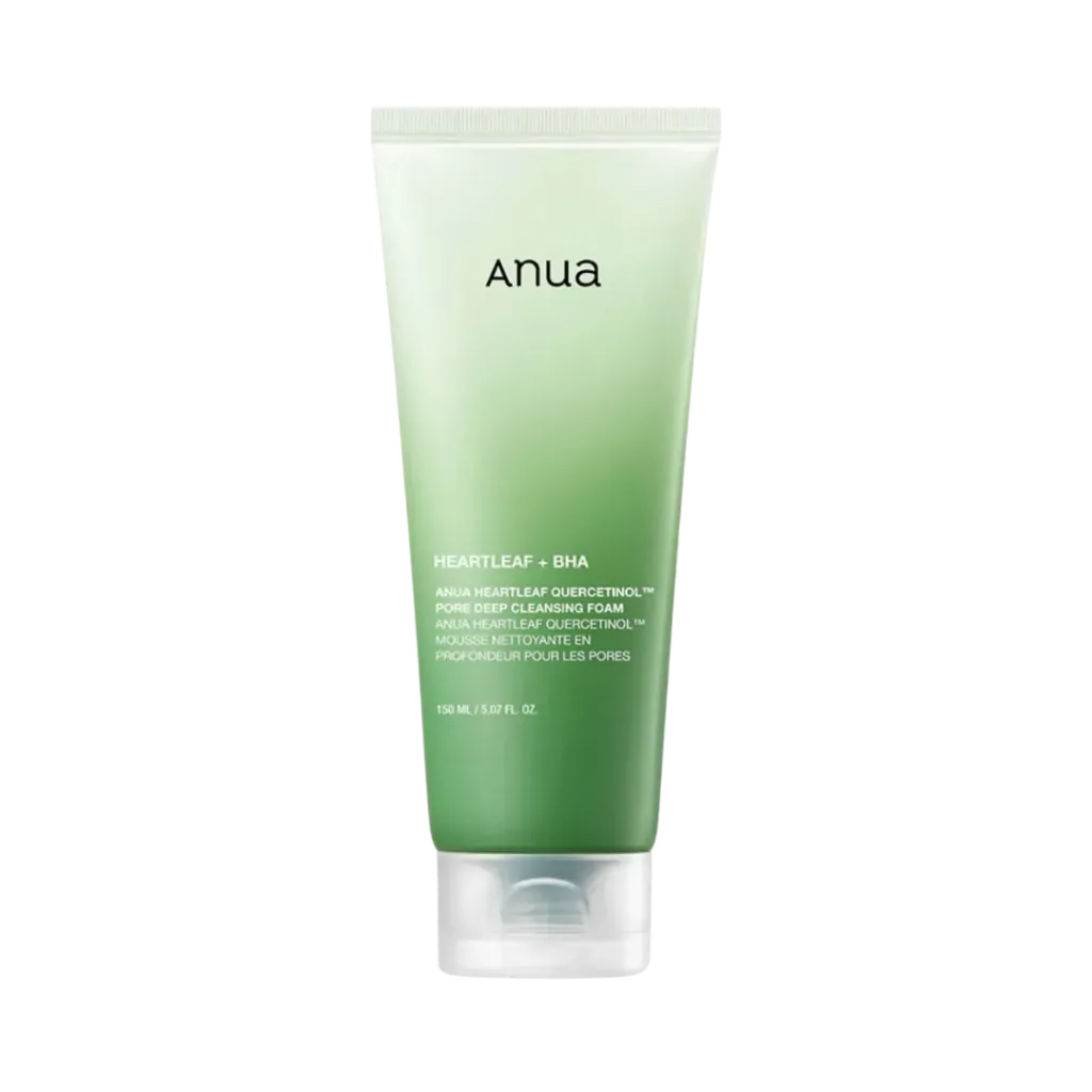 Anua Heartleaf Quercetinol Pore Deep Cleansing Foam - 150ml | أنوا غسول رغوي يحتوي على خلاصة نبات القلب، مصممة لتنظيف المسام بعمق وتقشير خلايا الجلد الميتة بلطف - 150 مل