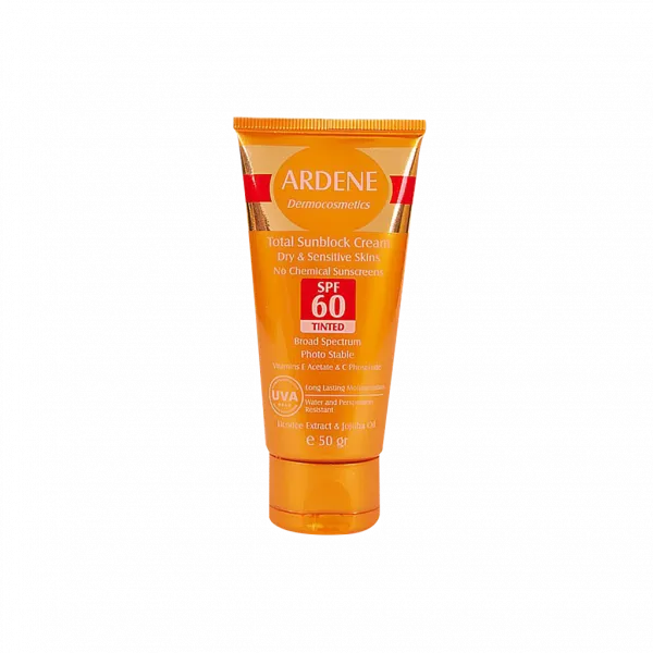 Ardene Total Sunblock Cream Dry & Sensitive Skin Spf 60 - 50g | اردن كريم واقي شمسي مع لون للبشرة الجافة و الحساسة spf60 - 50 غرام